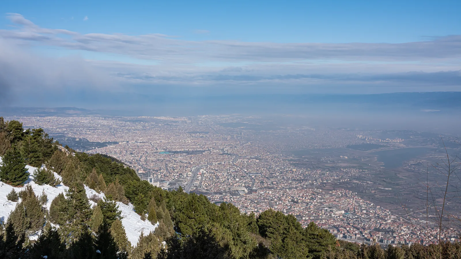 View over the city of Denizli from the pine-covered slopes of Babadağ